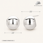 Sterling Silver Polished Half-Circle Stud Earrings - Platinum / 12mm
