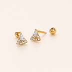 Sterling Silver Marquise Zirconia Fan Flat Back Earrings detail