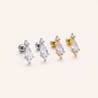 Sterling Silver Teardrop Zirconia Flat Back Earrings detail