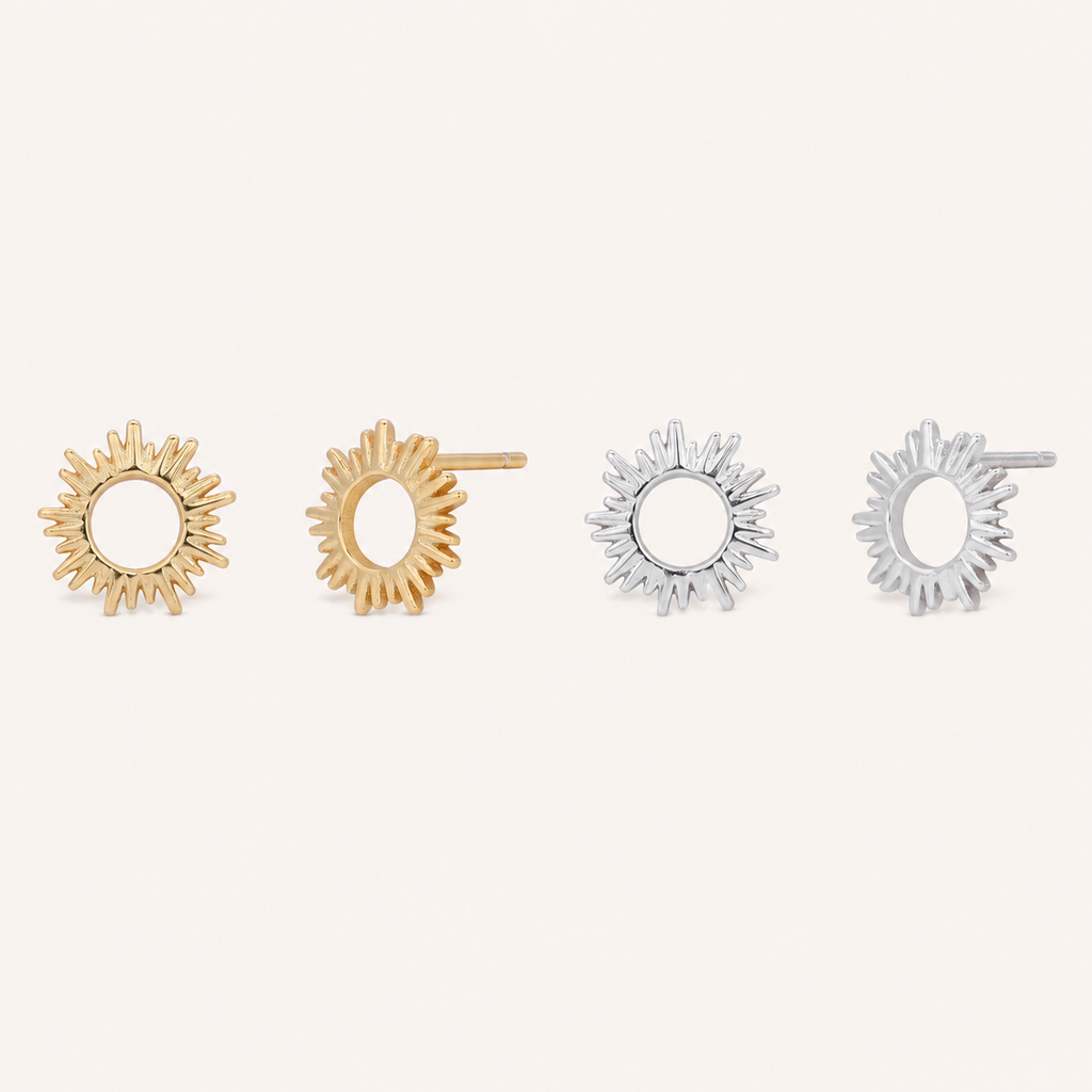 Sterling Silver Little Sun Stud Earrings