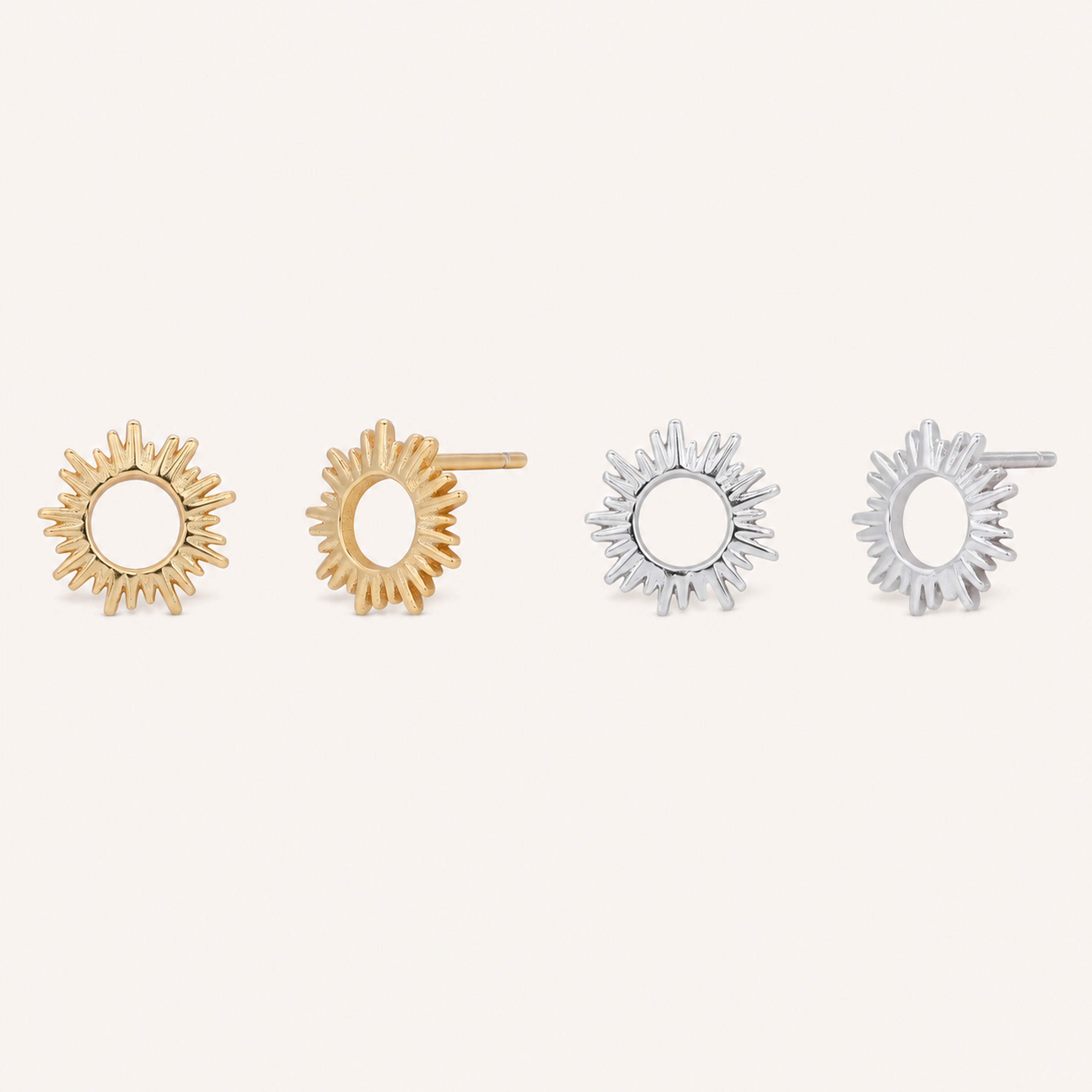 Sterling Silver Little Sun Stud Earrings