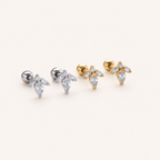 Sterling Silver Zirconia Solitaire Flat Back Earrings detail