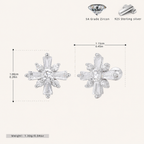 Sterling Silver Rice Flower Zirconia Flat Back Earrings - Platinum