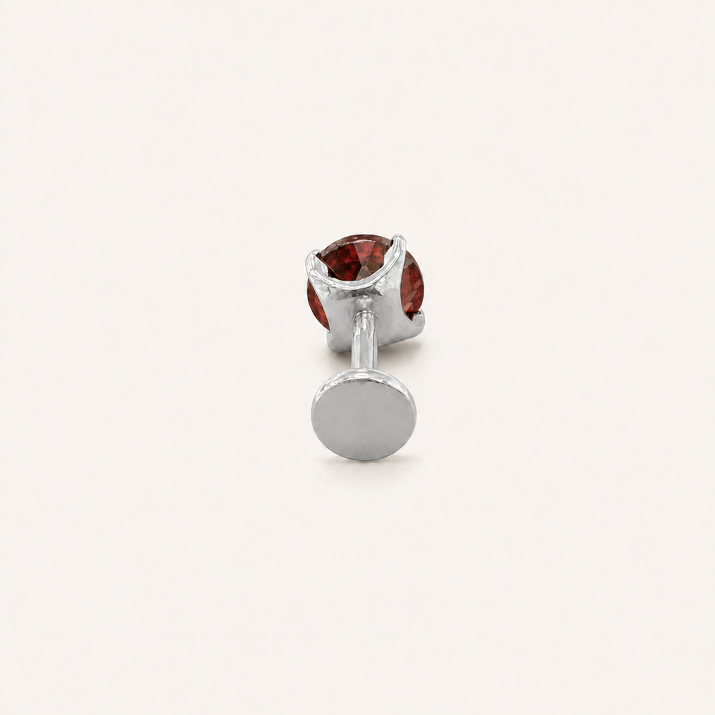 Titanium Garnet Flat Back Stud Earrings