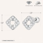 Sterling Silver Openwork Diamond Zirconia Flat Back Earrings - Platinum