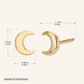Sterling Silver Polished Moon Stud Earrings - Gold