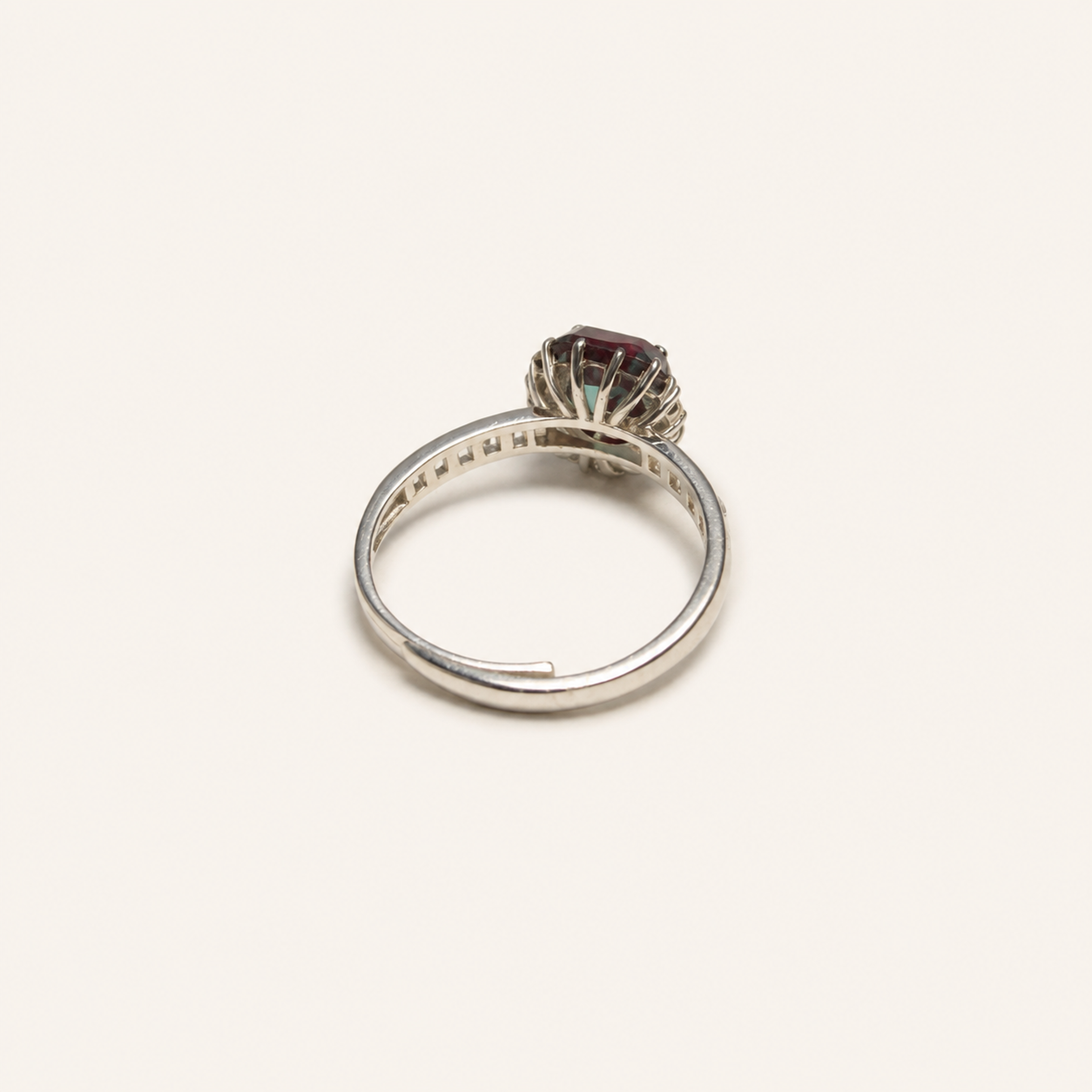 Regent Halo Lab-Grown Alexandrite Ring side view
