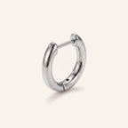 Rounded D-Shape Titanium Hoop Earrings - Silver