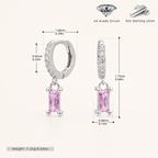 Sterling Silver Geometric Zirconia Hoop Earrings - Platinum / 3