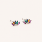 Sterling Silver Colorful Teardrop Zirconia Stud Earrings detail view