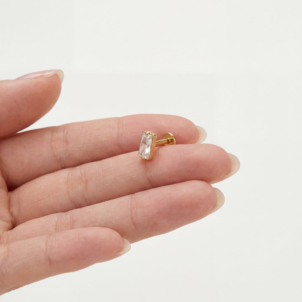 Rectangle Crystal Titanium Stud Earrings - image 4