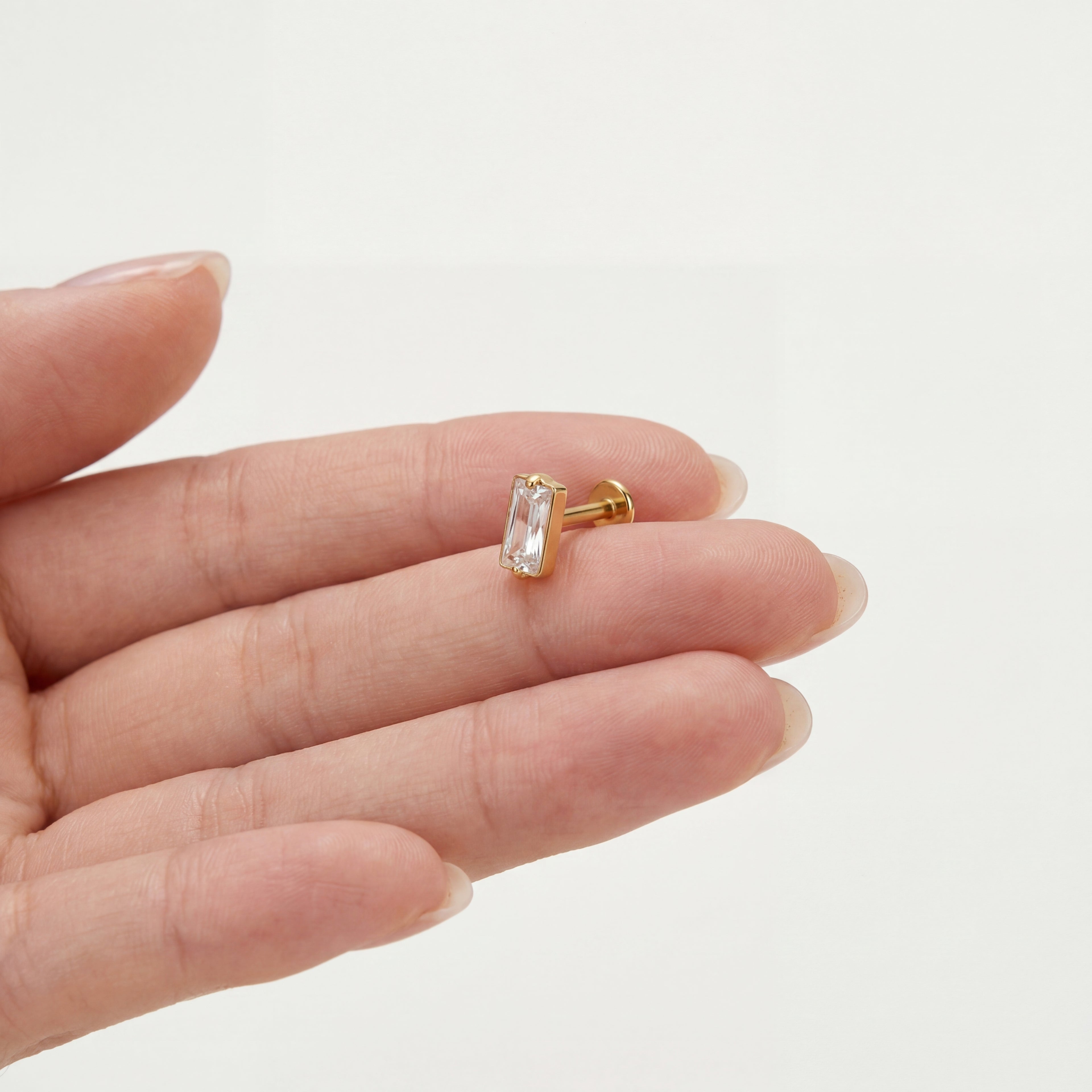 Rectangle Crystal Titanium Stud Earrings - image 4