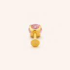 Titanium Pink Topaz Flat Back Stud Earrings