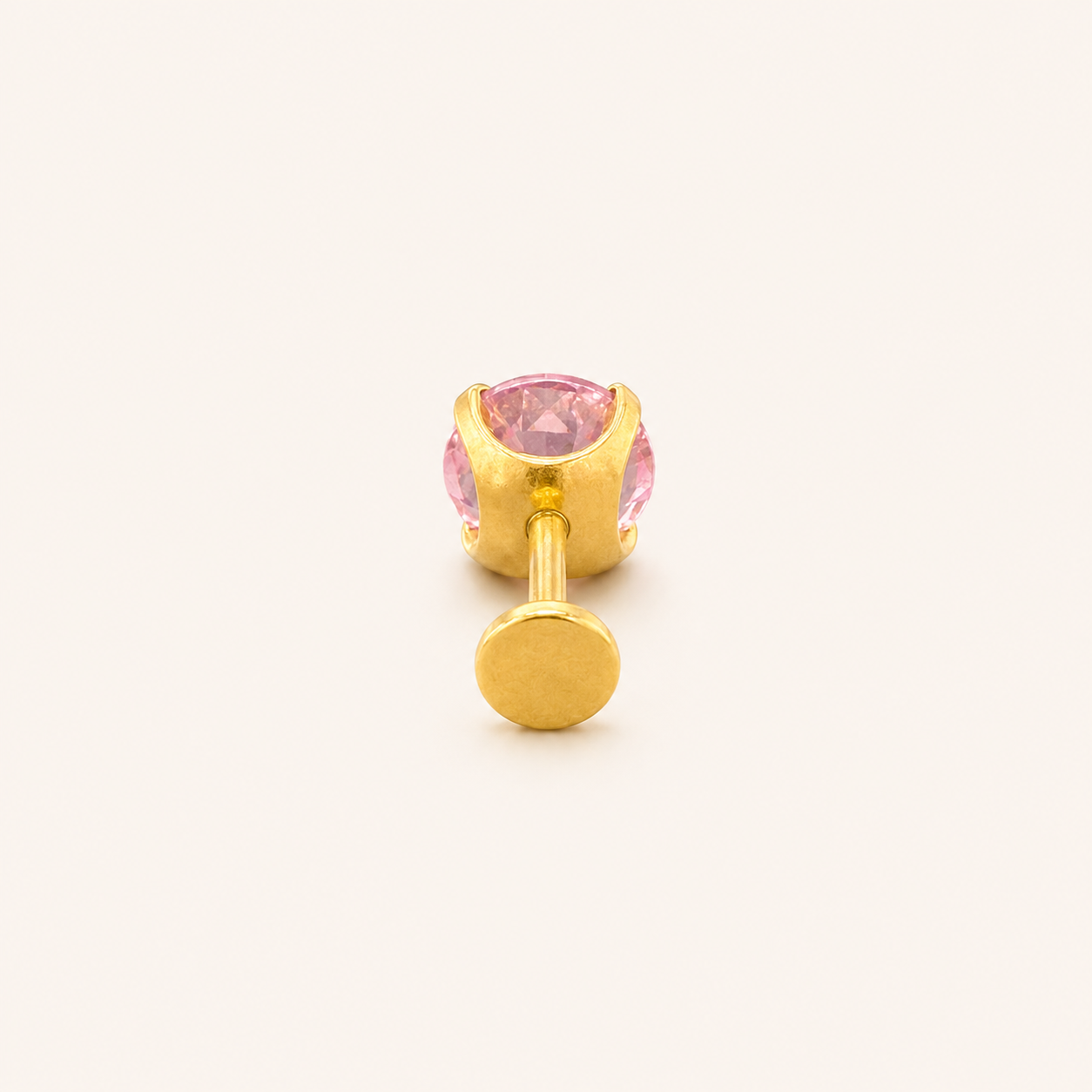 Titanium Pink Topaz Flat Back Stud Earrings