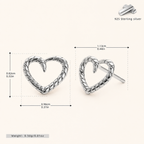 Sterling Silver Polished Heart Stud Earrings - Platinum