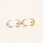 Sterling Silver Cubic Zirconia Cartilage Flat Back Earrings detail