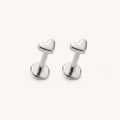 Mini Heart Titanium Stud Earrings - Silver
