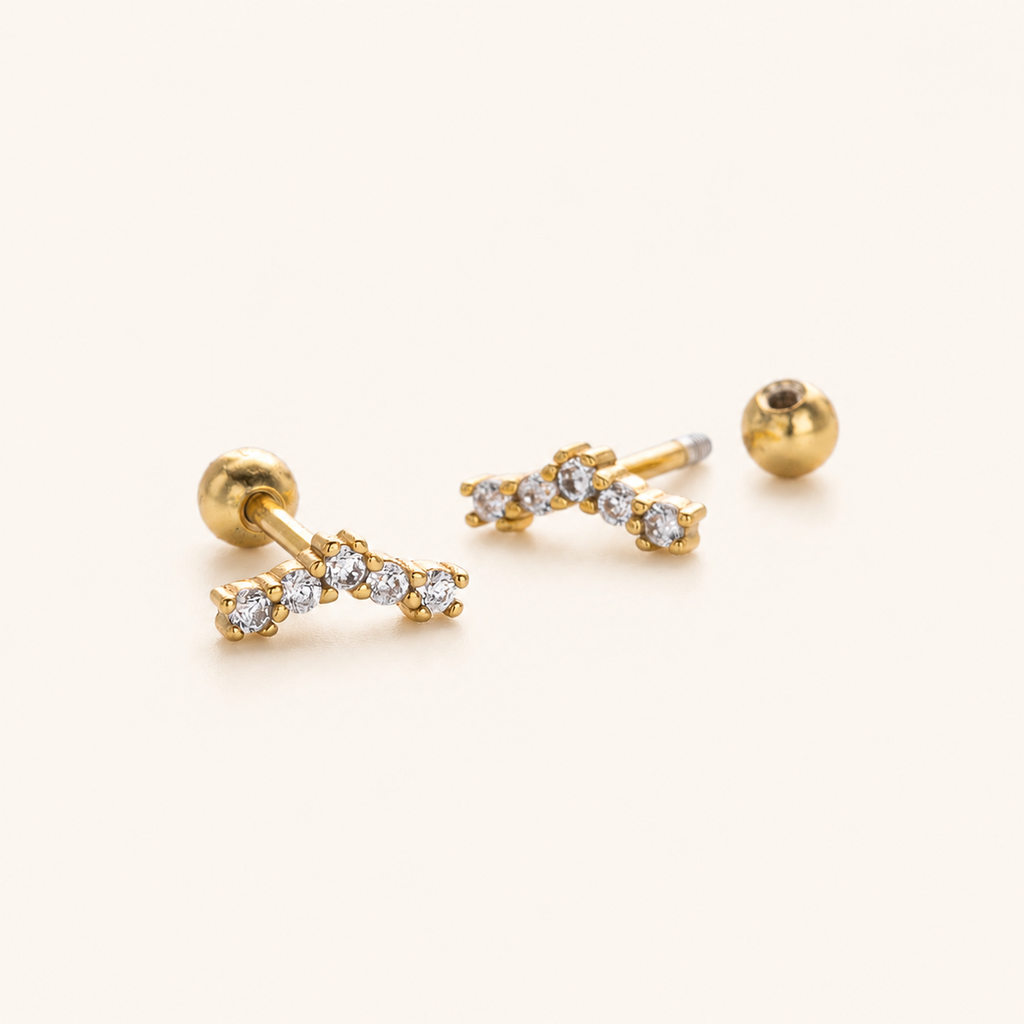 Sterling Silver Cubic Zirconia Flat Back Earrings detail