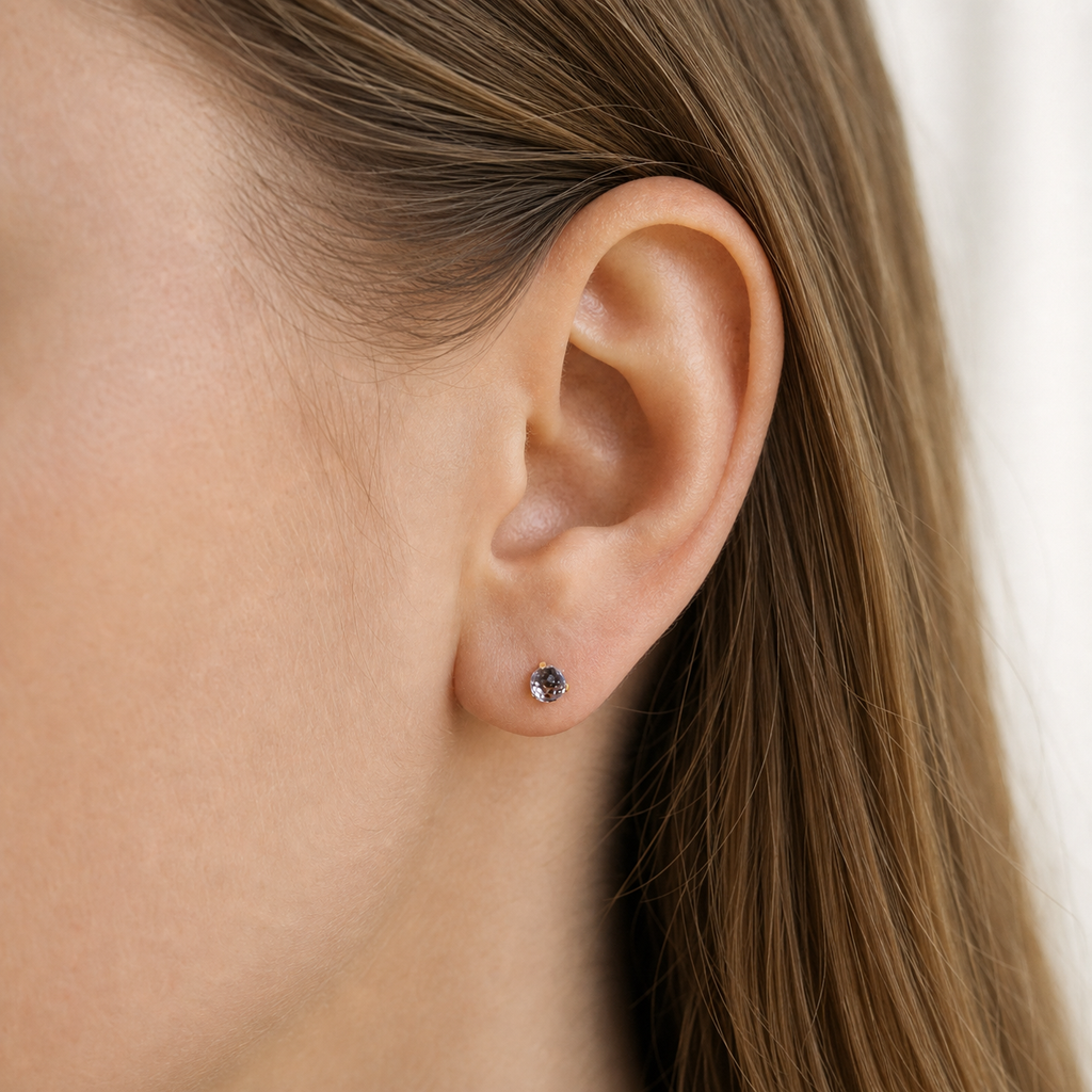 Titanium Rose Pink Crystal Flat Back Stud Earrings