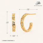 Sterling Silver Geometric C-Curve Stud Earrings - Gold