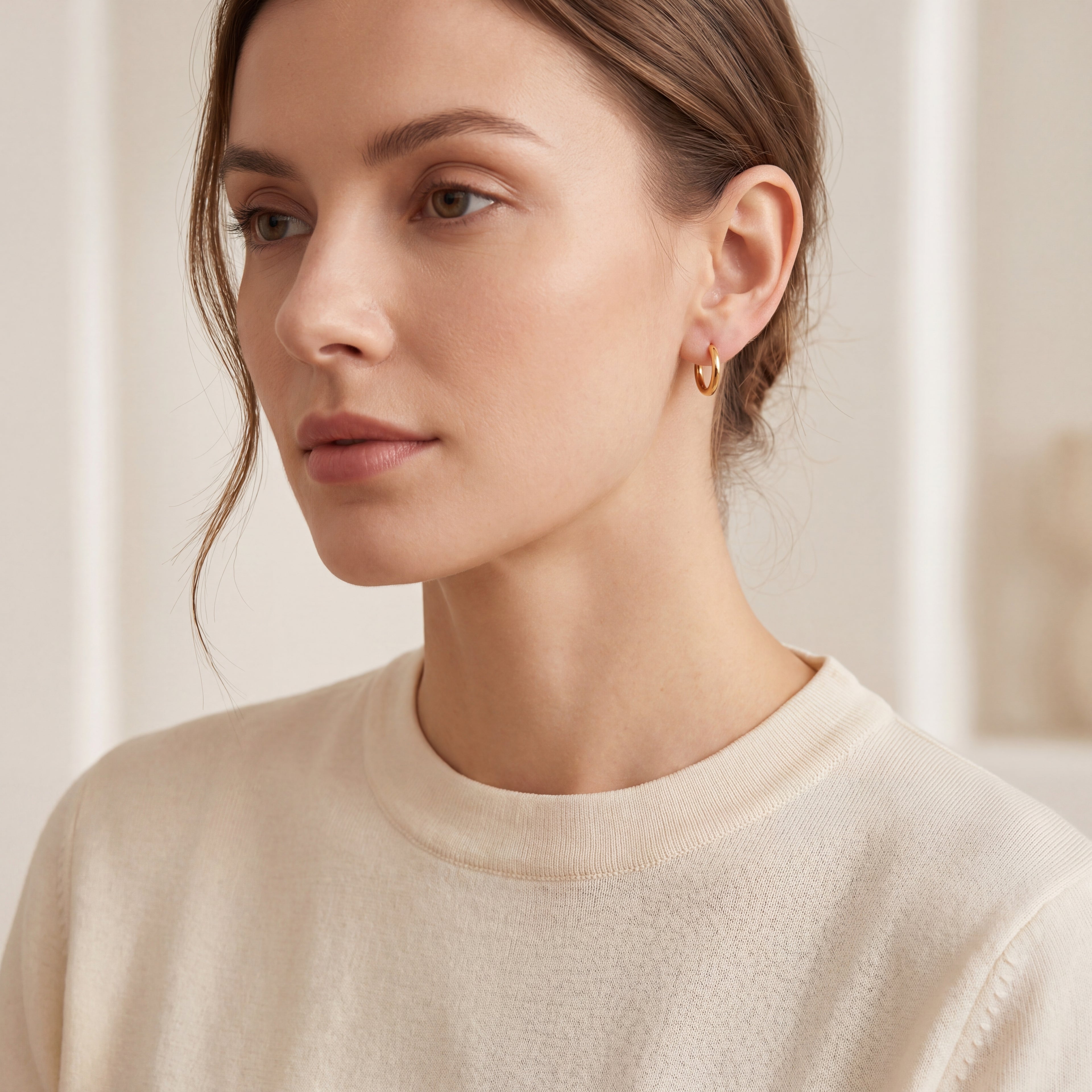 Smooth Oval Titanium Hoop Earrings - image 3