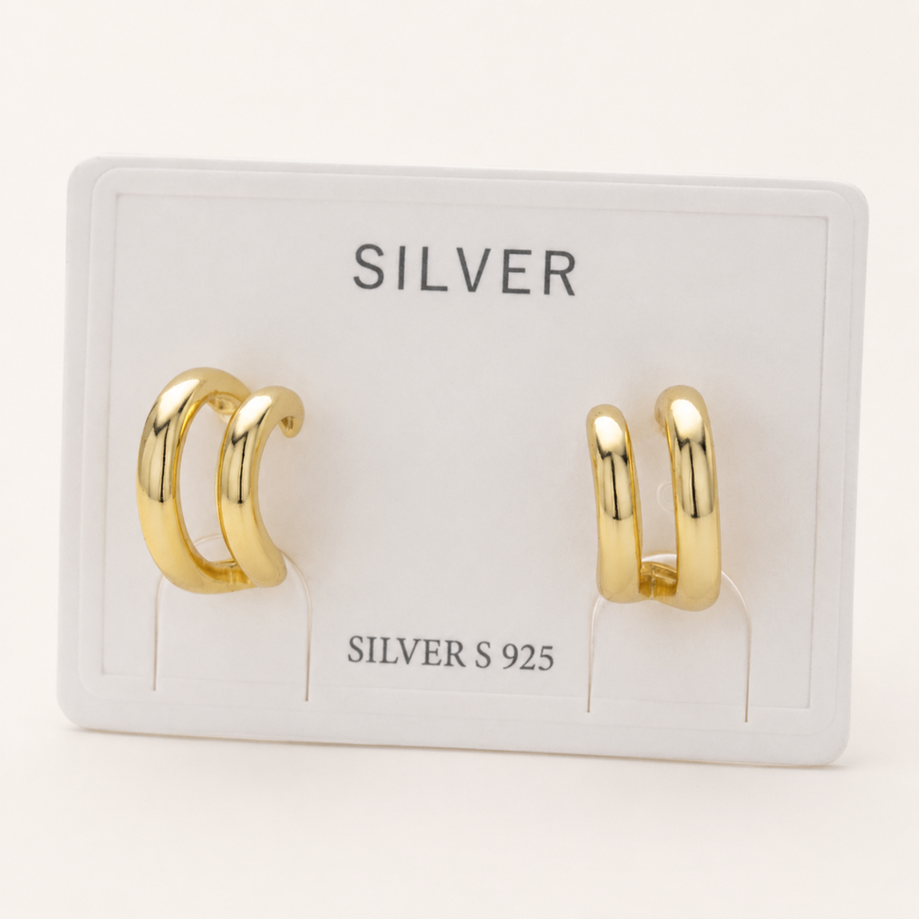 Sterling Silver Polished C-Shape Stud Earrings detail view