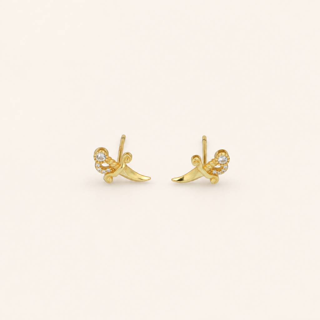 Sterling Silver Zirconia Dagger Stud Earrings detail