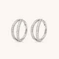 Twin Pave Titanium Hoop Earrings - Silver