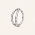 Twin Pave Titanium Hoop Earrings - Silver