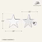 Sterling Silver Five-Point Star Flat Back Earrings - Platinum