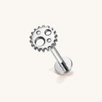 Open Gear Titanium Flat Back Earring - Silver