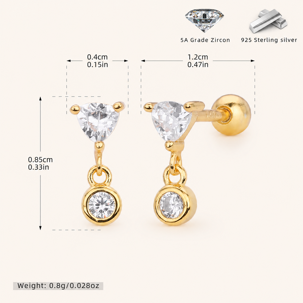 Sterling Silver Pave Zirconia Flat Back Earrings - Gold