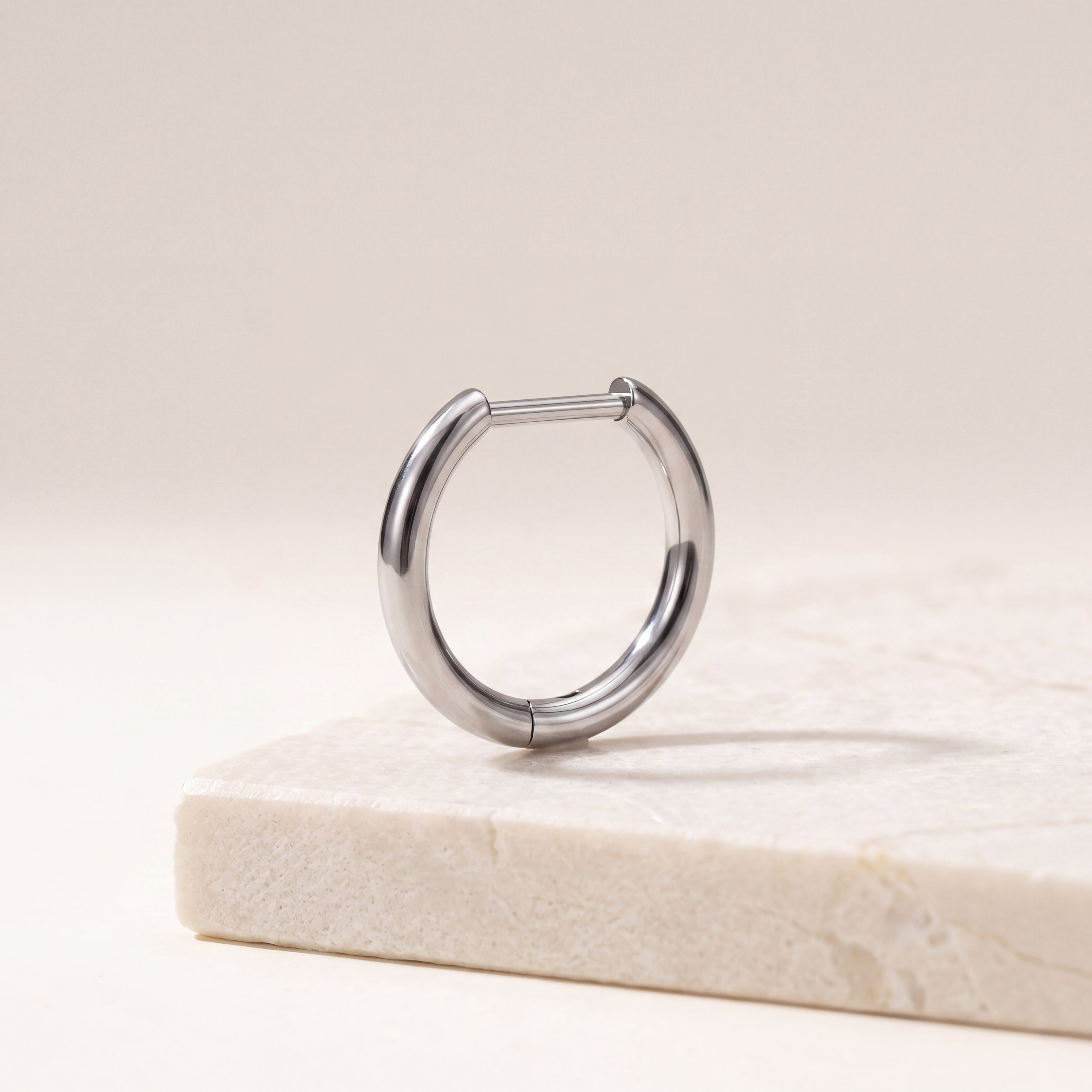 Smooth Oval Titanium Hoop Earrings - image 5