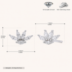 Sterling Silver Zirconia Crown Stud Earrings - Platinum