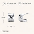 Sterling Silver Chunky C-Shape Hoop Earrings - Platinum