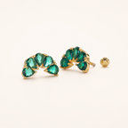 Sterling Silver Green Teardrop Zirconia Flat Back Earrings detail