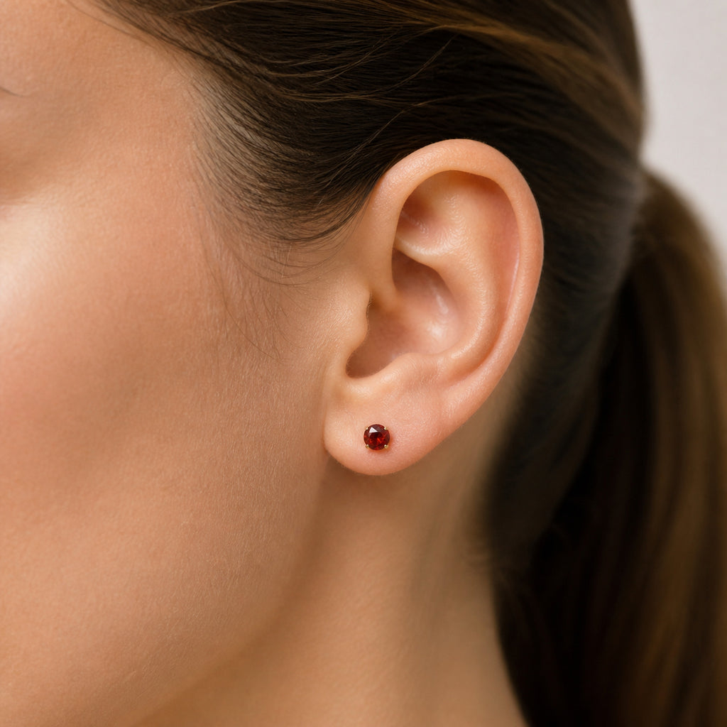Titanium Garnet Flat Back Stud Earrings
