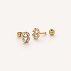 Sterling Silver Square Zirconia Flat Back Earrings detail view