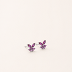 Sterling Silver Zirconia Butterfly Stud Earrings detail