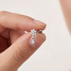 Four-Petal Crystal Drop Titanium Flat Back Earring - image 4