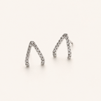 Sterling Silver Inverted Triangle Zirconia Stud Earrings detail view