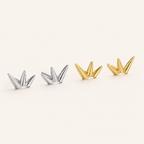 Sterling Silver Bamboo Leaf Stud Earrings detail
