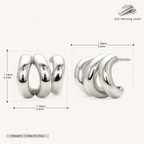 Sterling Silver French Open Circle Stud Earrings - Platinum
