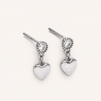 Sterling Silver Zirconia Heart Stud Earrings detail view