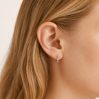 Sterling Silver Marquise Zirconia Tassel Flat Back Earrings worn on the ear