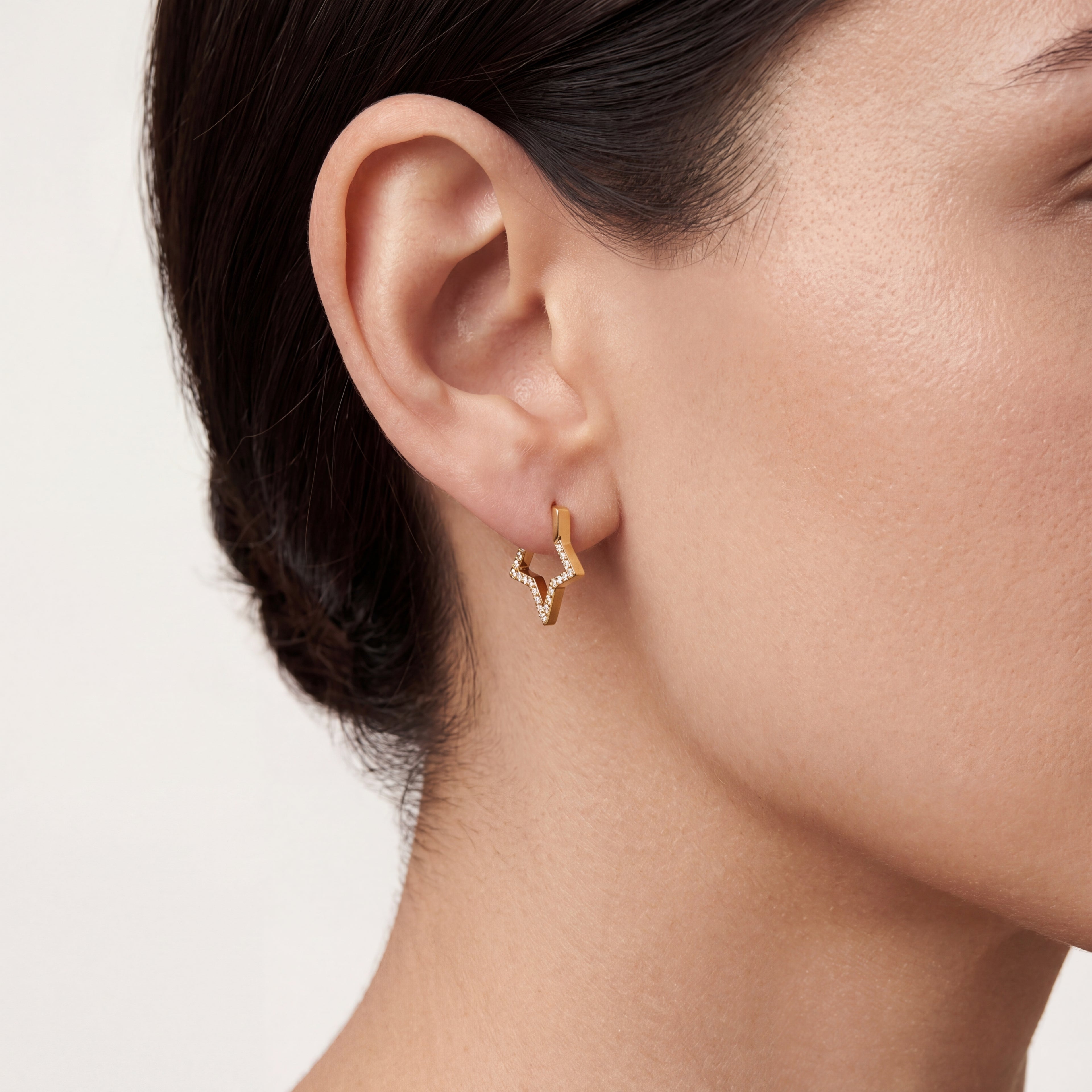 Crystal Star Titanium Hoop Earrings - image 2