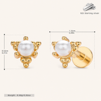 Sterling Silver Freshwater Pearl Stud Earrings - Gold