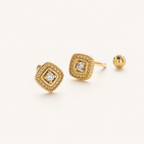 Sterling Silver French Zirconia Flat Back Earrings detail