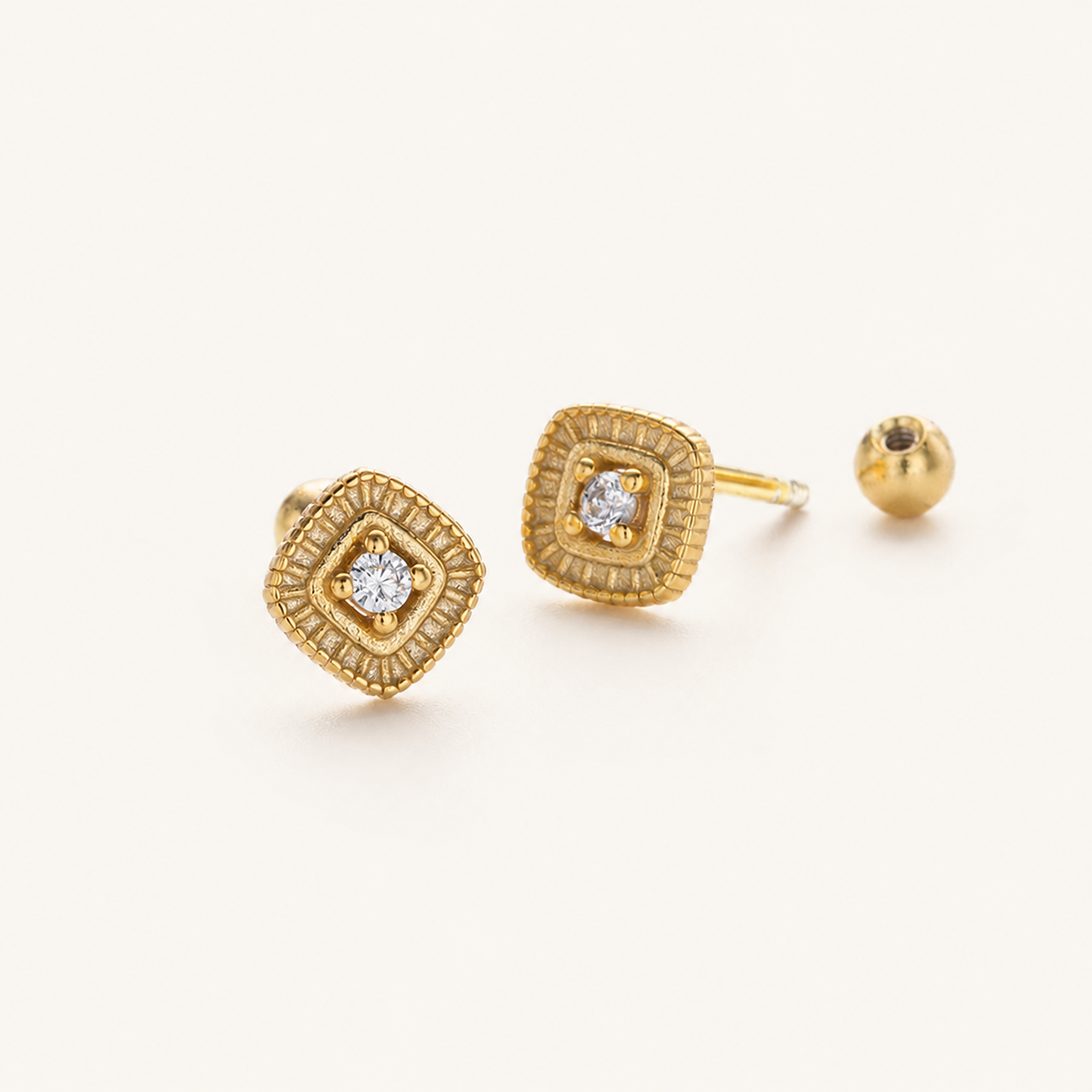 Sterling Silver French Zirconia Flat Back Earrings detail