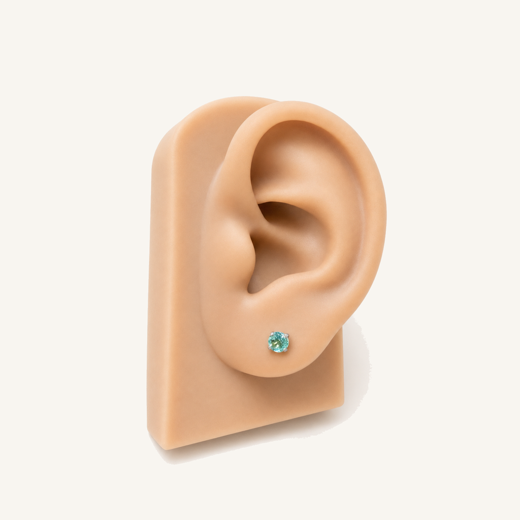 Titanium Paraiba Apatite Flat Back Stud Earrings